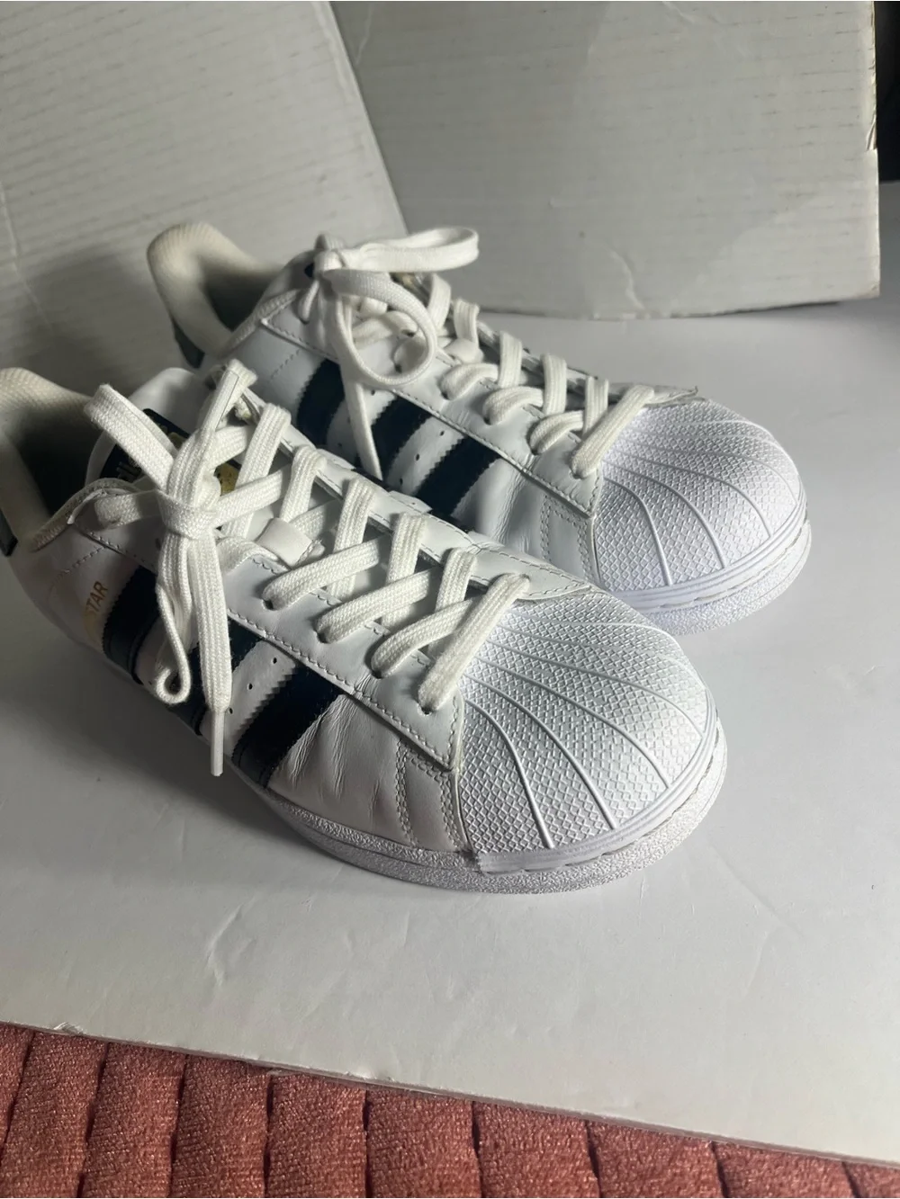 adidas White Sneakers with Black Stripes